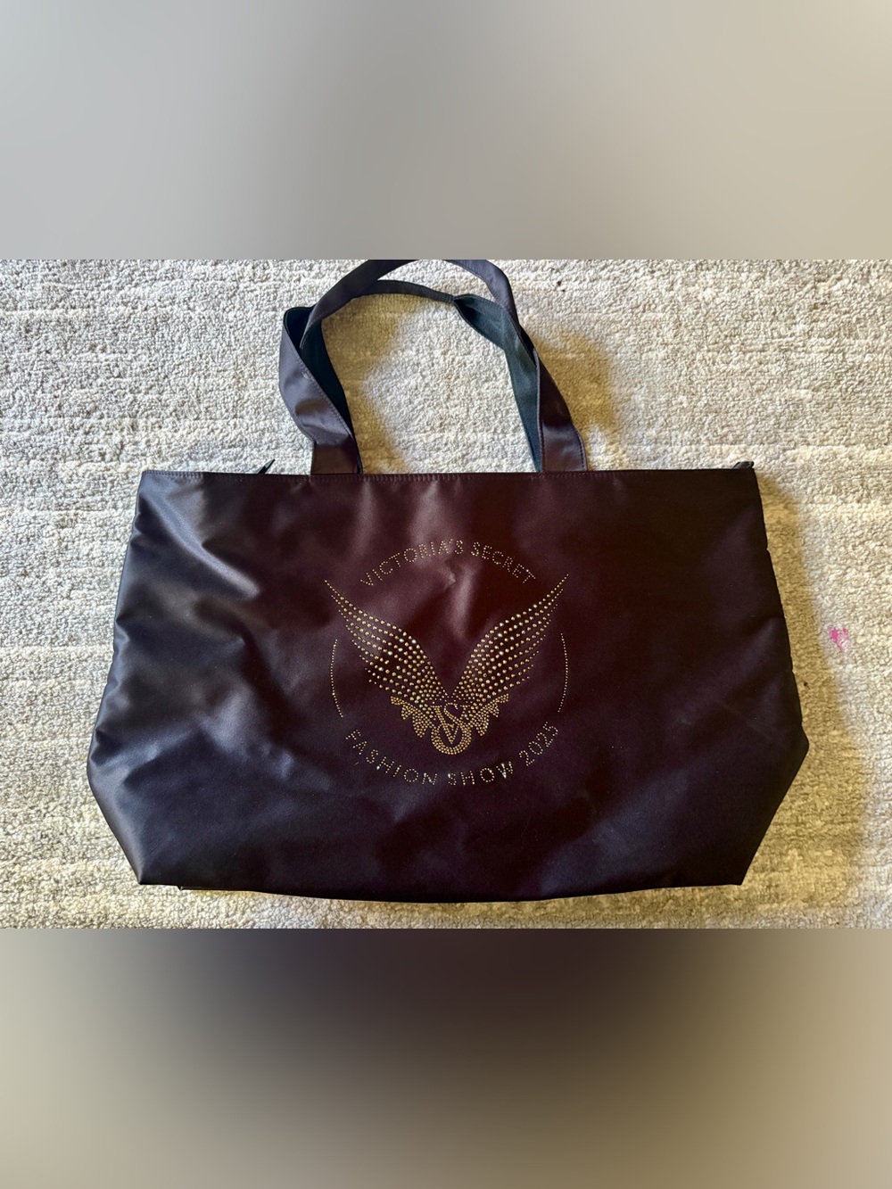 Victoria's Secret Black Tote with Gold Wing Stud Accent